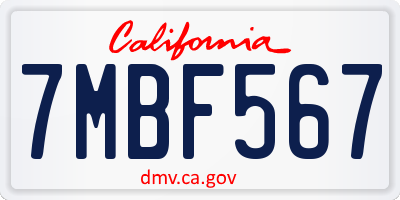 CA license plate 7MBF567