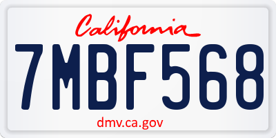 CA license plate 7MBF568