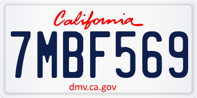 CA license plate 7MBF569