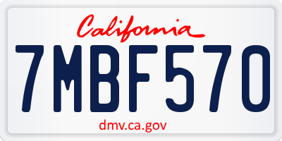 CA license plate 7MBF570