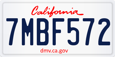 CA license plate 7MBF572