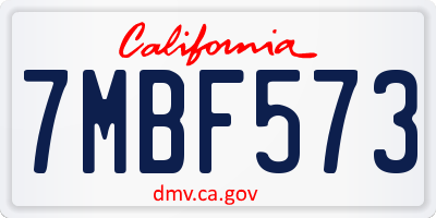 CA license plate 7MBF573