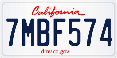 CA license plate 7MBF574
