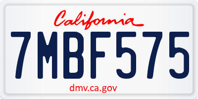 CA license plate 7MBF575