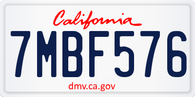 CA license plate 7MBF576
