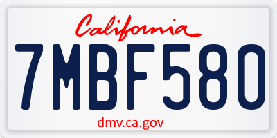 CA license plate 7MBF580