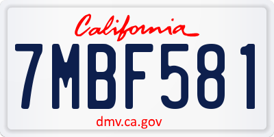 CA license plate 7MBF581