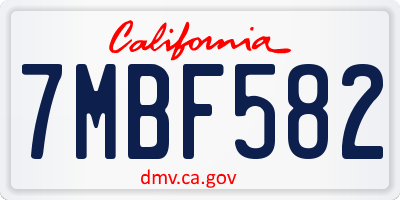CA license plate 7MBF582