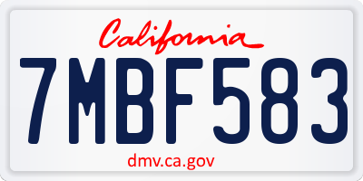 CA license plate 7MBF583
