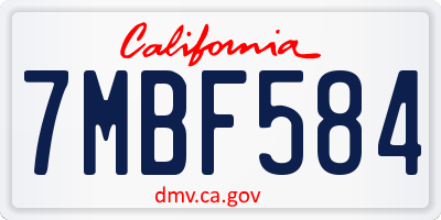 CA license plate 7MBF584