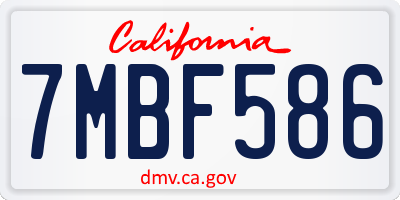 CA license plate 7MBF586
