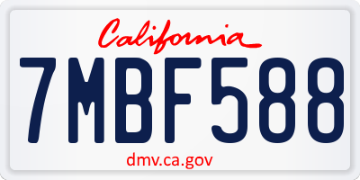 CA license plate 7MBF588