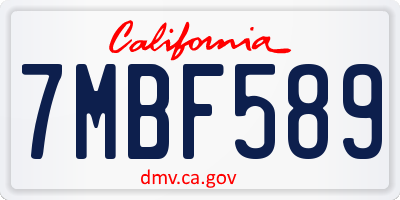 CA license plate 7MBF589