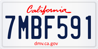 CA license plate 7MBF591