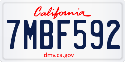 CA license plate 7MBF592