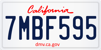 CA license plate 7MBF595