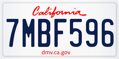 CA license plate 7MBF596