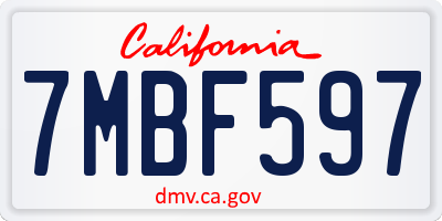CA license plate 7MBF597