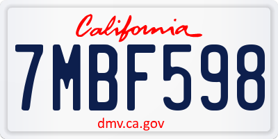 CA license plate 7MBF598