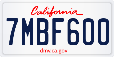 CA license plate 7MBF600