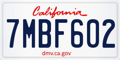CA license plate 7MBF602