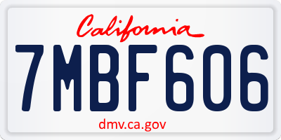 CA license plate 7MBF606