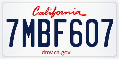 CA license plate 7MBF607