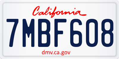 CA license plate 7MBF608
