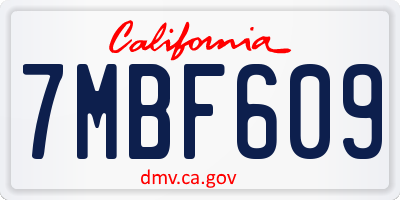CA license plate 7MBF609