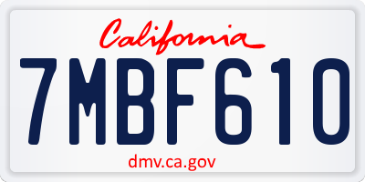 CA license plate 7MBF610