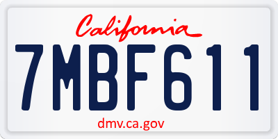 CA license plate 7MBF611