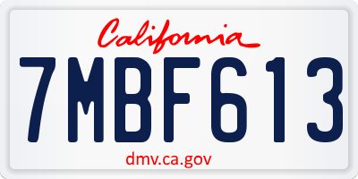 CA license plate 7MBF613