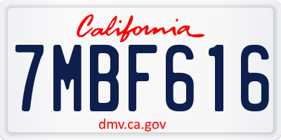 CA license plate 7MBF616