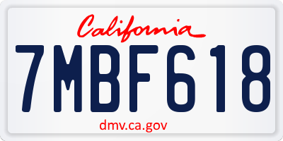 CA license plate 7MBF618