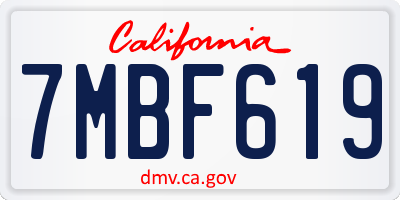 CA license plate 7MBF619