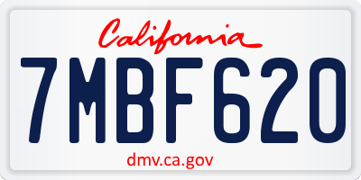 CA license plate 7MBF620