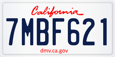 CA license plate 7MBF621