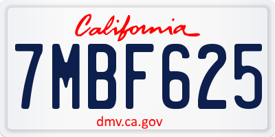 CA license plate 7MBF625