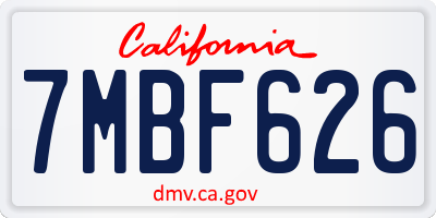 CA license plate 7MBF626