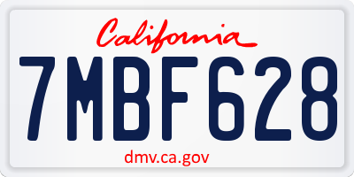 CA license plate 7MBF628
