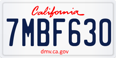 CA license plate 7MBF630
