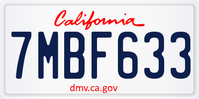 CA license plate 7MBF633