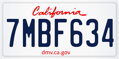 CA license plate 7MBF634