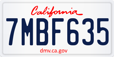CA license plate 7MBF635