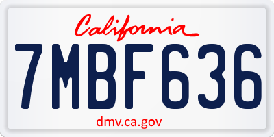 CA license plate 7MBF636