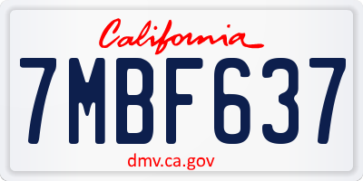 CA license plate 7MBF637