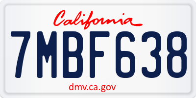 CA license plate 7MBF638