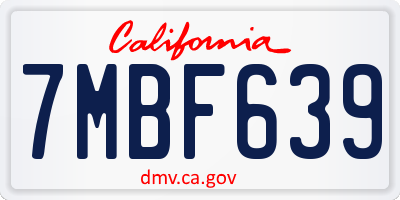 CA license plate 7MBF639