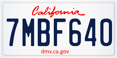 CA license plate 7MBF640
