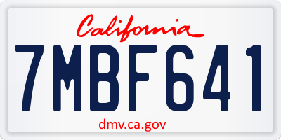 CA license plate 7MBF641